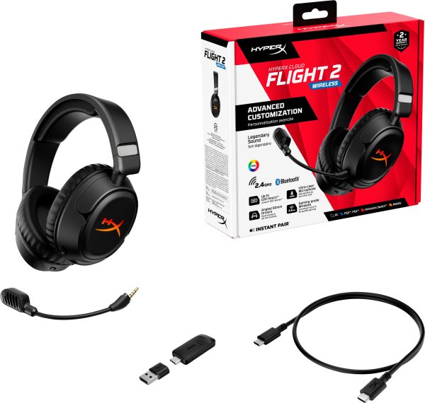 HyperX Cloud Flight 2 Wireless Gaming Headset Black White-17
