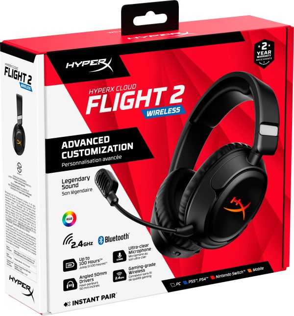 HyperX Cloud Flight 2 Wireless Gaming Headset Black White-18